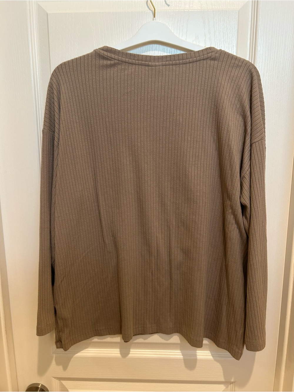 H&M Ribbed Long Sleeve Top in Taupe Brown - Picture 5 of 5
